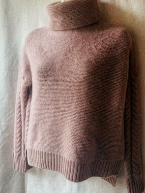 🌹☕ Pure Collection 100% Cashmere • Mocha Rose Funnel Neck • Blush